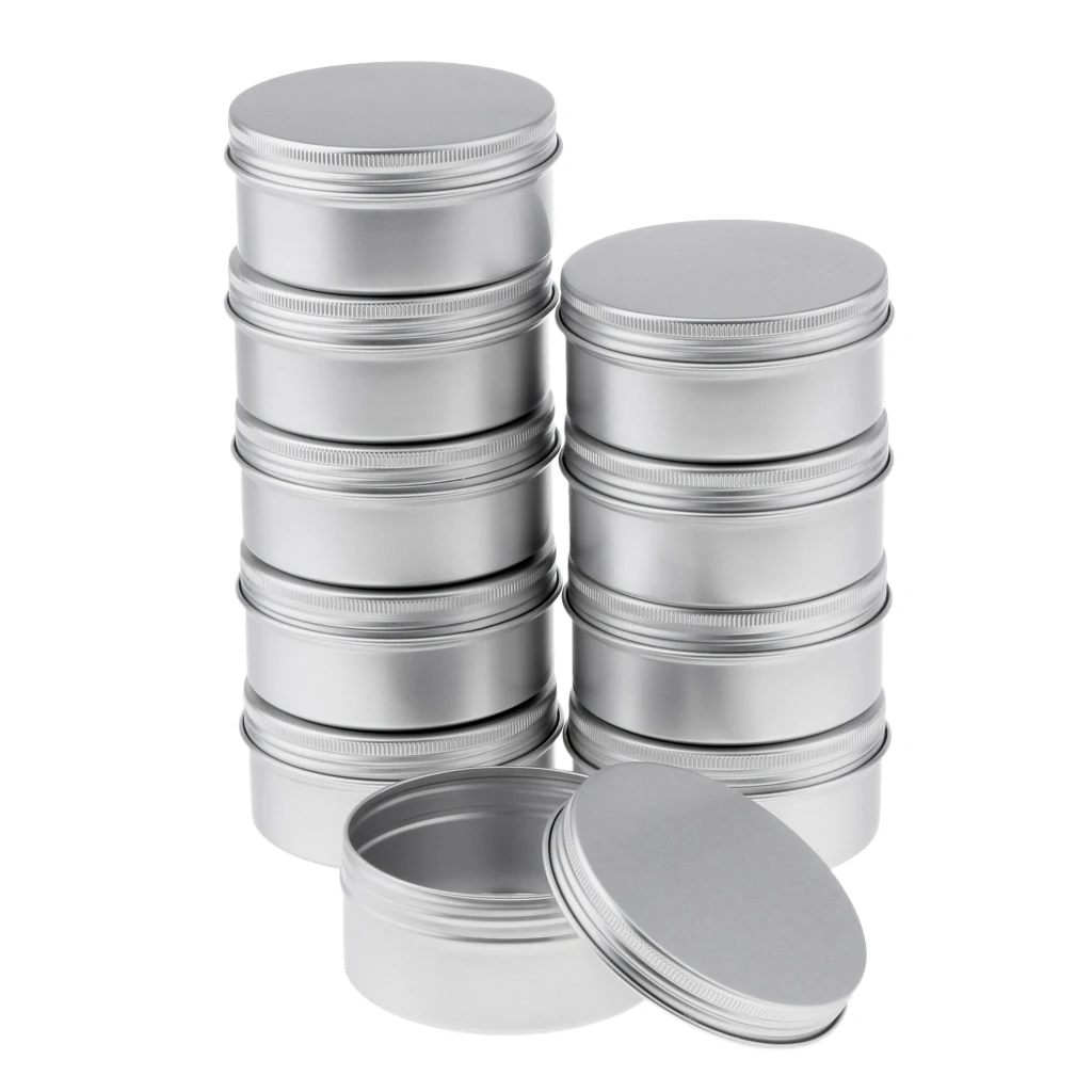 10x 150ml Round Aluminum Cosmetics Cream Empty Lip Balm Containers Jars Tin