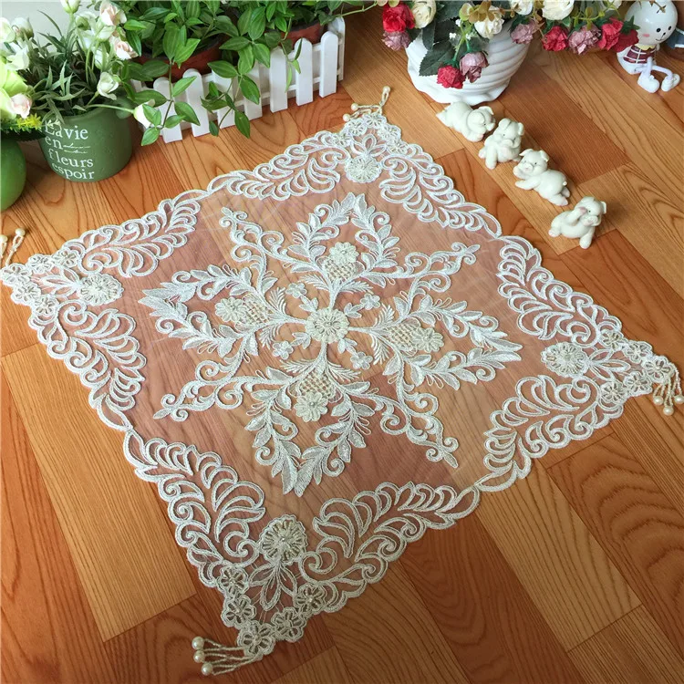 

Bead nail Elegant Embroidery Table Runner Pastoral Fabric Tea tablecloth, Luxury Table mat table Cover for decoration