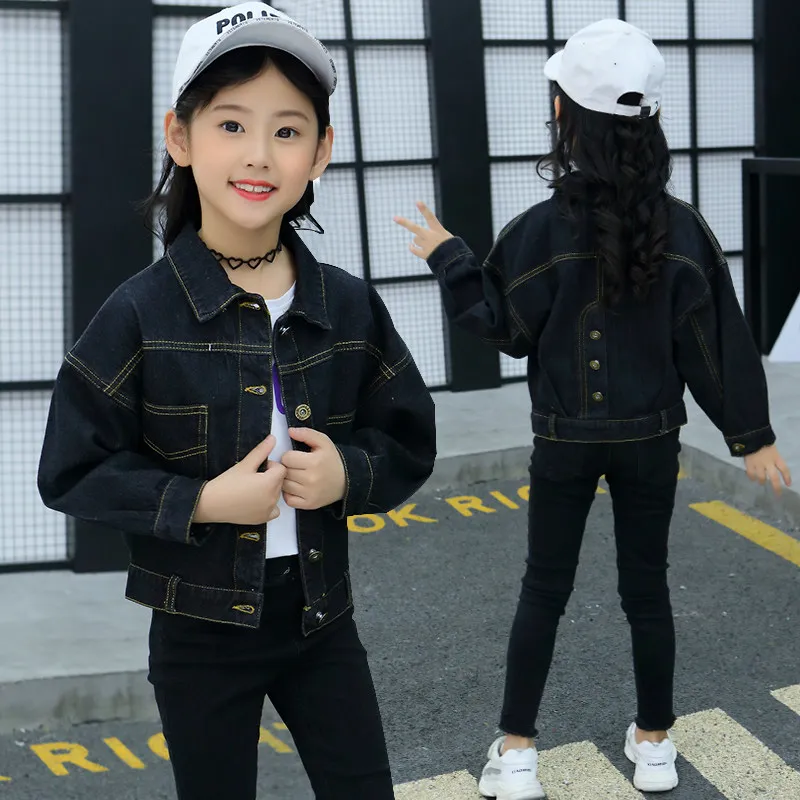 kids denim jacket black