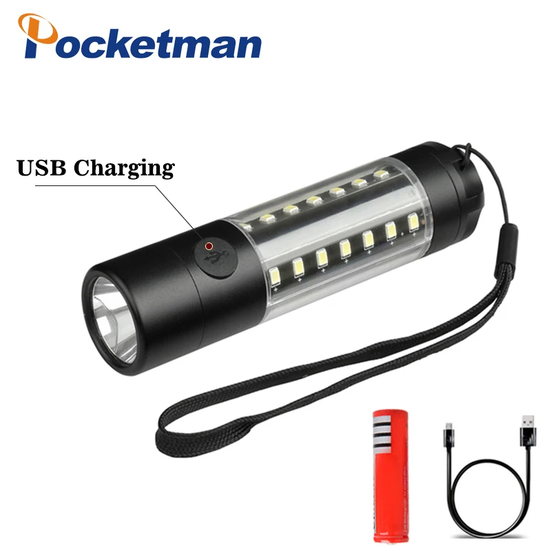 

Powerful 6 Mode XML-T6&COB LED Flashlight 5000LM USB Rechargeable Outdoor Camp Lamp Tactical lanterna Torch light for 18650