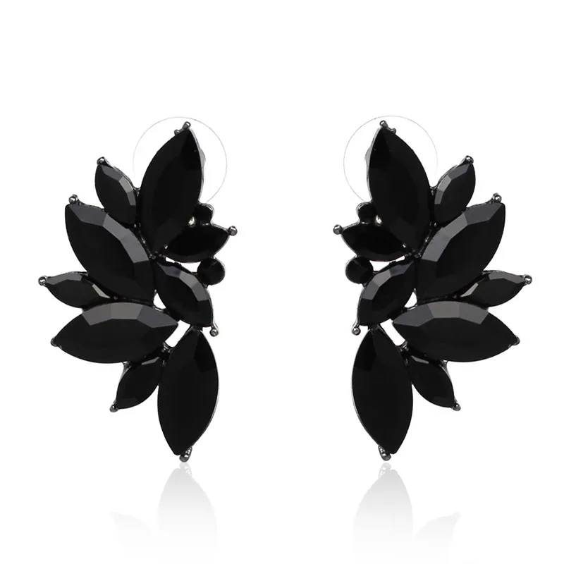 

JURAN 2018 New Arrival Fashion Gem Crystal Leaf Stud Earrings For Women Fashion Brand Party Earings Jewelry Popular Gift E2205