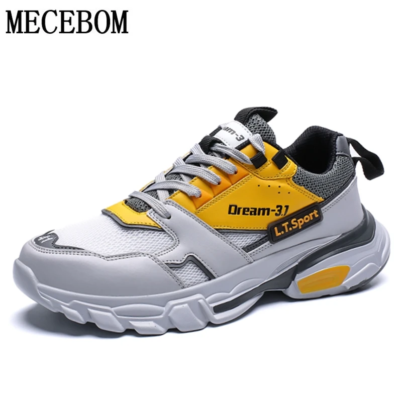 Men's Chunky Sneakers 2019 New Plus size 46 Black Thick Sole Shoes For Male Mesh Breathable Men Casual Shoes 1911m