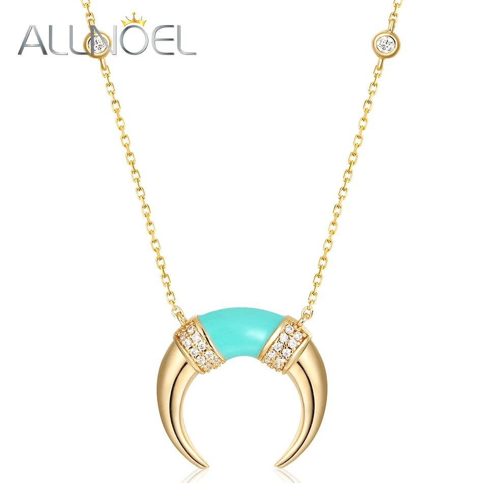 

ALLNOEL 2019 Sweater Chain Long Necklaces Pendants For Women Enamel Gold Buffalo Tusk Horn Crescent Moon Pendant Long Necklace