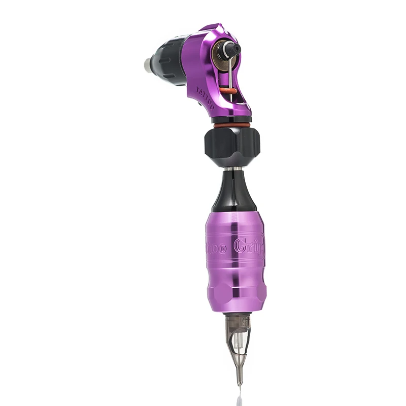 Комплект тату-машинки ручка регулируемый ход прямой 2 Привод швейцарский мотор роторная татуировка машина RCA зажимы для провода мощность тату пистолет - Цвет: Фиолетовый