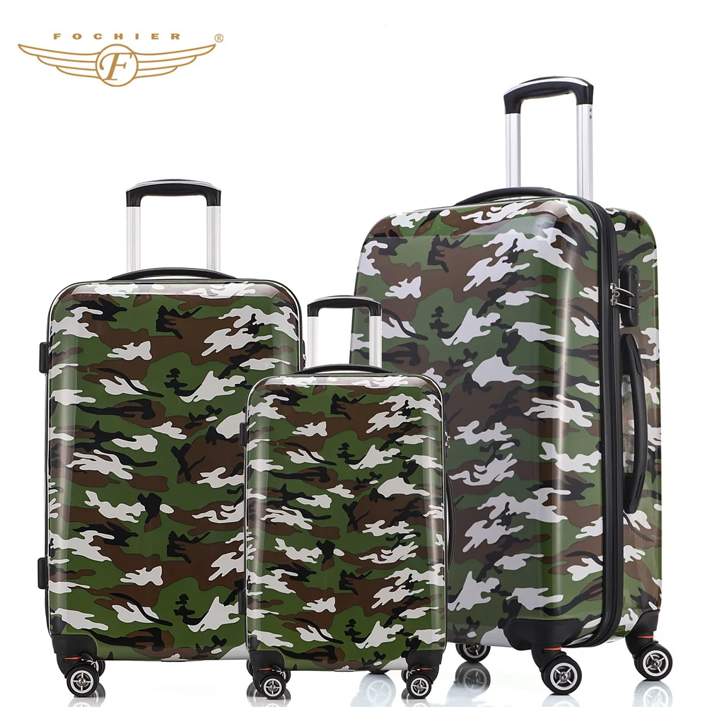 2017New 3 Pieces Set Trolley Rolling Travel Hardside Luggage Sets 20+24+28 inches Camouflage
