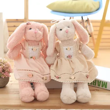

Nooer Children Kid Plush Long Ear Loppy Rabbit Toy Stuffed Rabbit With Dress Weeding Bouquet Decoration Birthday Christmas Gift