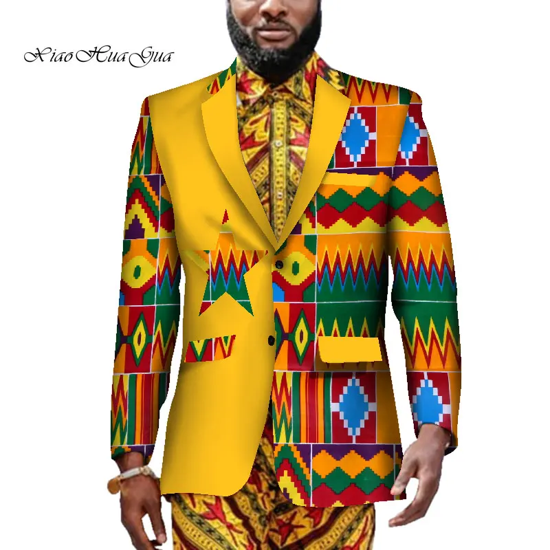 

African print casual slim fit men's suit jacket male Blazers men coat wedding/party custom order Ankara blazer for man WYN719
