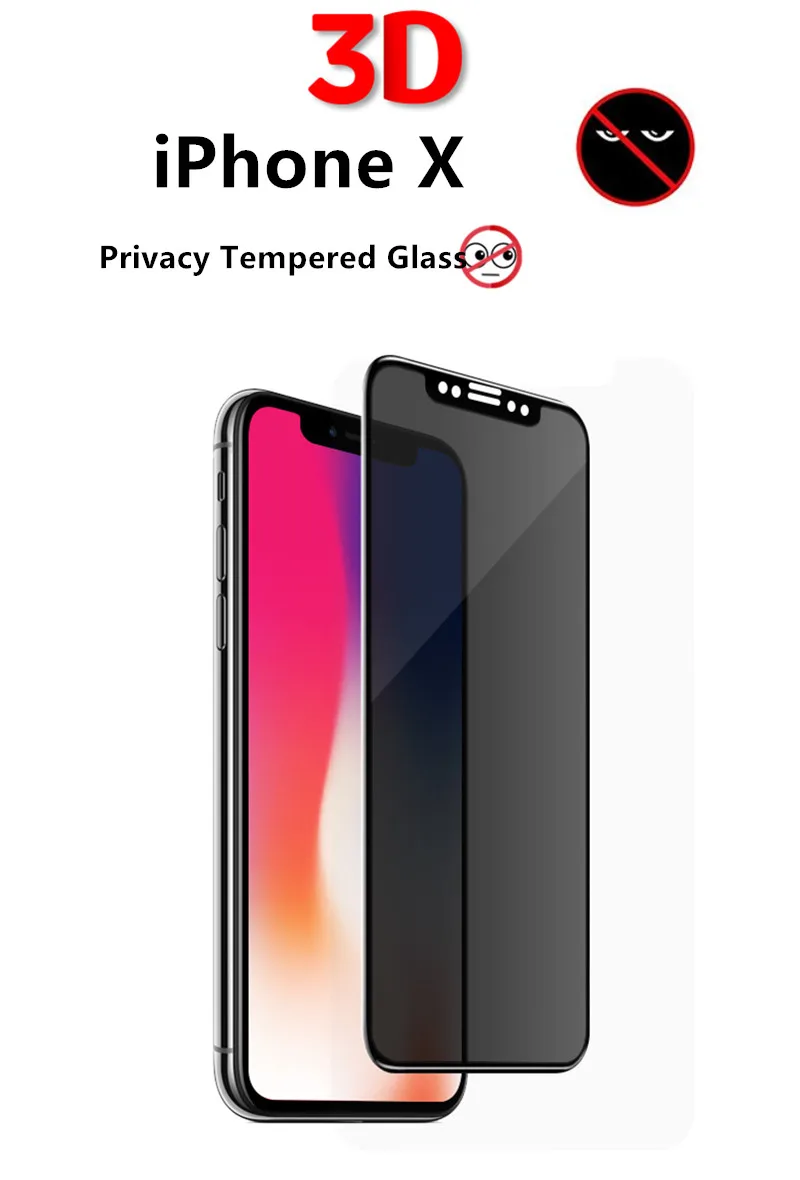 for Apple iPhone X Privacy Screen Protector Anti Glare Tempered Glass