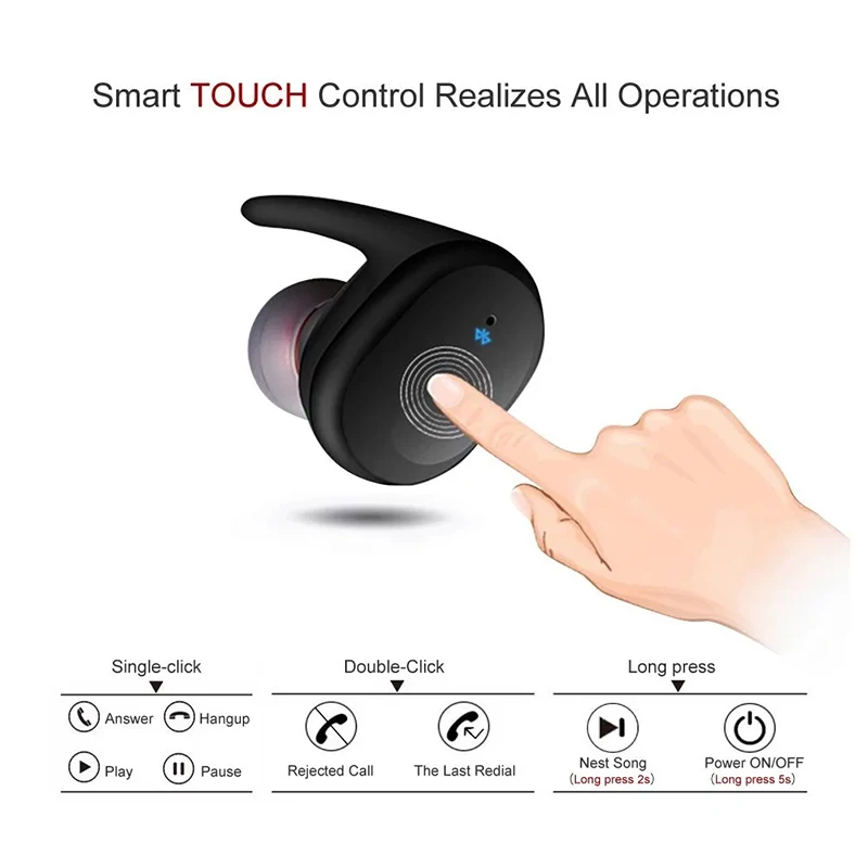 T2C Wireless Headphones TWS Bluetooth Earphones gaming Headset Sports Earbuds earpiece For mobile Phones with micphone box case  (14)