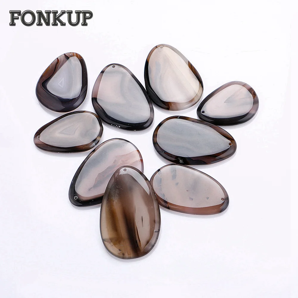 

Forkup Gray Agate Charm Irregular Shape Natural Stone Pendant Multiple Styles Necklace Onyx Crystal Jewelry Water Drop Ciondolo