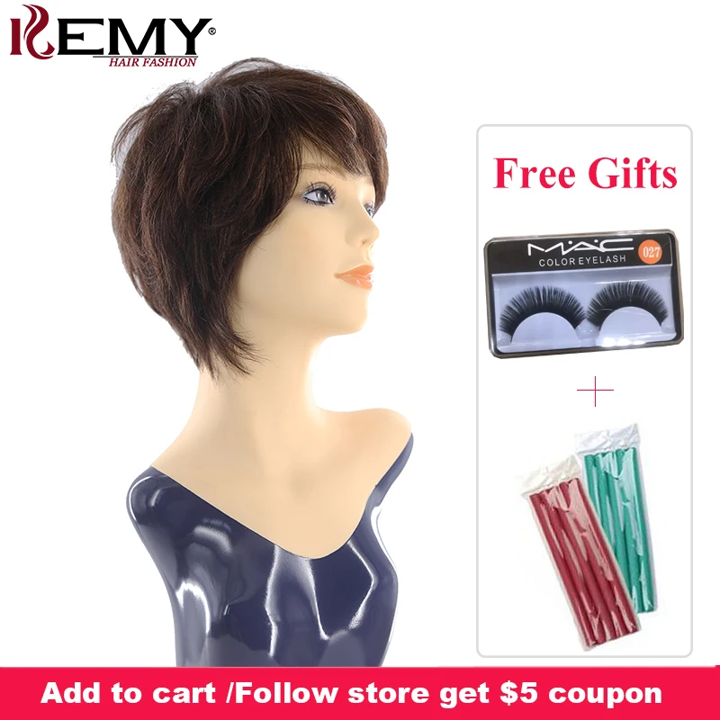

Short Human Hair Wigs With Bangs For Black Women Brazilian Straight Bob Wigs 150% Density Remy Human Hair Wigs Free Shipping