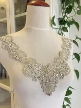Handmade Gorgesou Rhinestone Applique Bridal , Neckline Collar Cyrstal Pearl Beaded Applique, Luxury Wedding Gown Belts Sashes