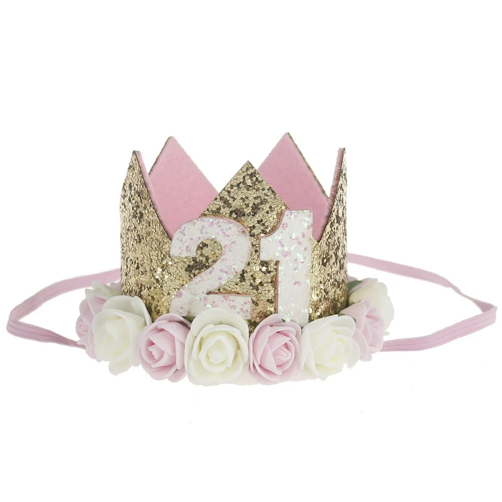 Цветок Корона головная повязка для новорожденных золотой день рождения корона Диадема из цветов головная повязка для детей Вечеринка головной убор-лента для волос аксессуары подарок