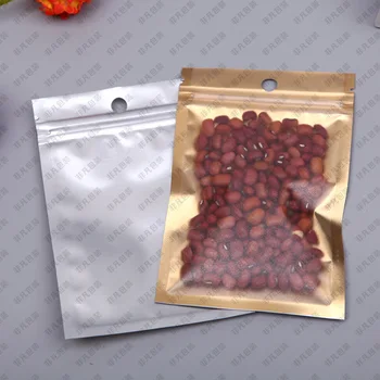 

DHL 12*20cm Golden / Clear Self Seal Zipper Plastic Event Packaging Pack Bag, Ziplock Bag Retail Package Packing With Hang Hole