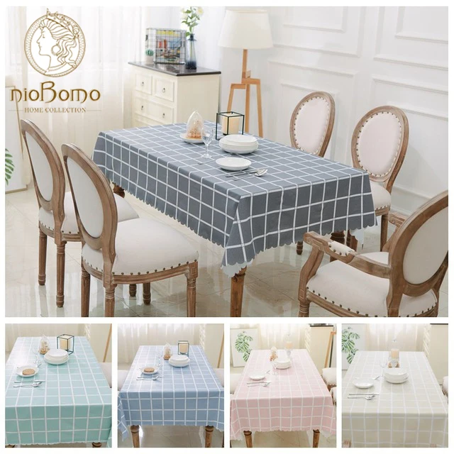 

NIOBONO Contracted plaid table cloth PVC free water proof and anti-oil-resistant square tea table cloth for home tea