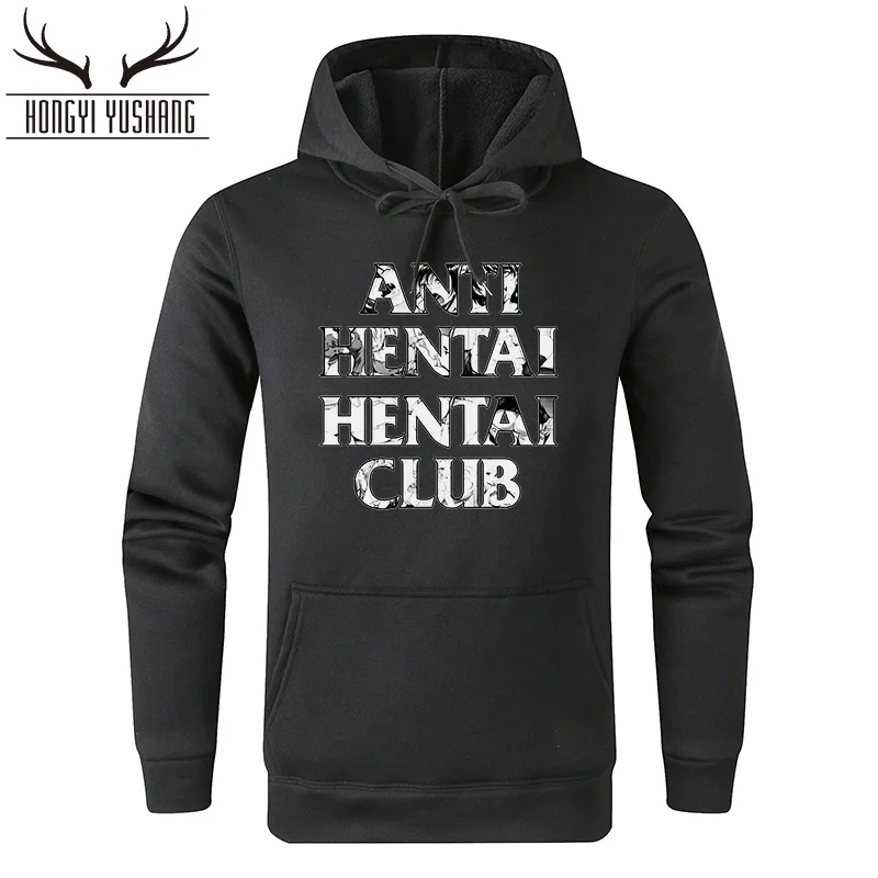 

2018 Creative Design Letters Anti Hentai Hentai Club Ahegao Hoodies Men Pullover Fleece Sweatshirt Unisex Hoodie Male Hoody W68