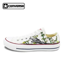 Low Top White Converse Chuck Taylor Women Men Shoes Bamboo Original Design Hand Painted Shoes Man Woman Canvas Sneakers