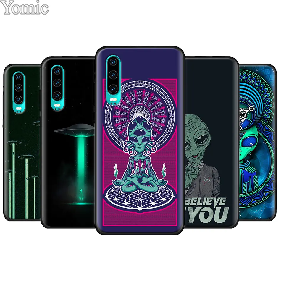 

Alien UFO Black Soft TPU Phone Case Cover for Huawei P20 P30 Pro P9 P10 P20 P30 Lite P Smart Plus Mate 10 20 Lite Case Cover