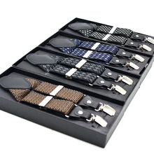 Подтяжки для мужчин формальный геометрический узор Тип 120 см Длина 3,5 см ширина seliver 4 зажимы Упаковка из полиэтиленового пакета