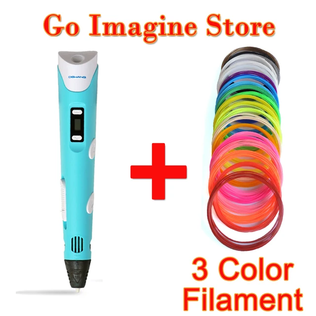 Special Offers 3D maigic Printer Pen With 100/200 Meters ABS/PLA Filament Magic Maker Arts Student Gift handle 20 color scribble pens