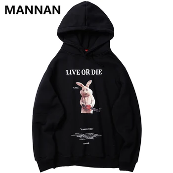 

MANNAN Autumn Harajuku Funny Rabbit Saw Print Sweatshirt Mens Hip Hop Hipster Pullover Hoodies Streetwear Casual Brand Clothing