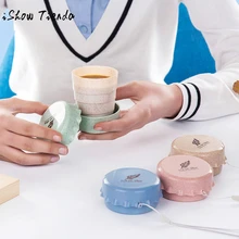 Портативная Пшеничная солома, пластиковая телескопическая складная чашка для питья, для путешествий, кемпинга, удобная, легко переносится, складывается