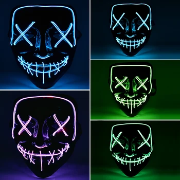 

10 Colors Led Light Halloween Cosplay Masks The Purge Blood Horror Masks Masquerade Fluorescent Skull Mask