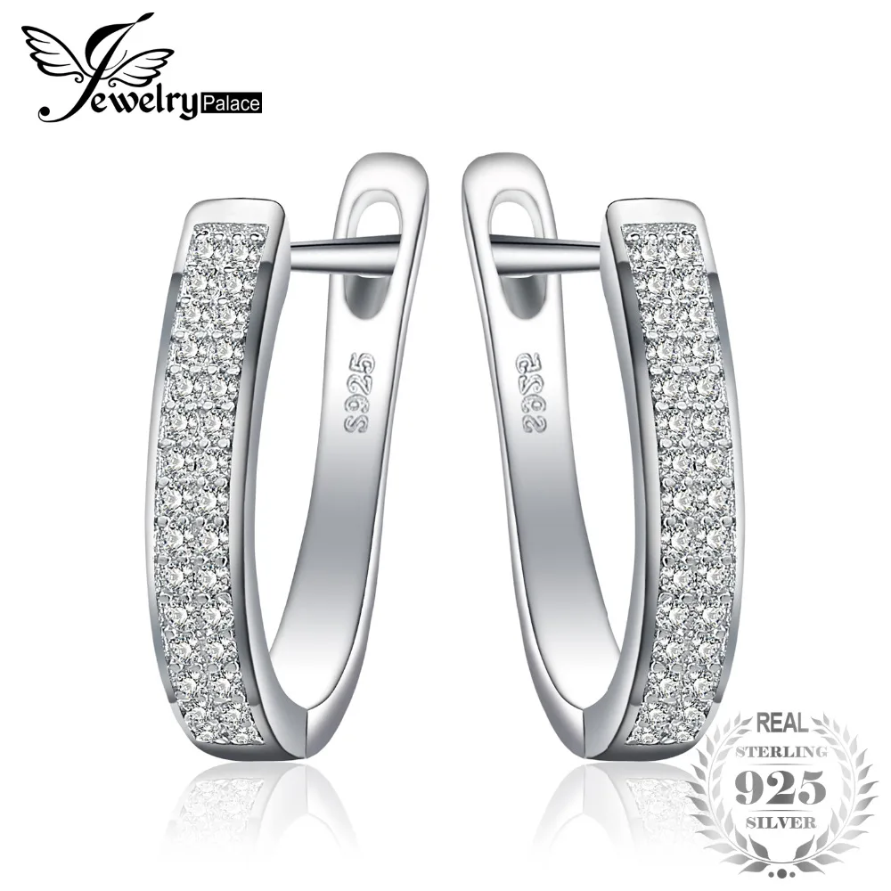 

JewelryPalace Cubic Zirconia Anniversary Channel Set Eternity Clip On Earrings 925 Sterling Silver Jewelry Engagement Earrings