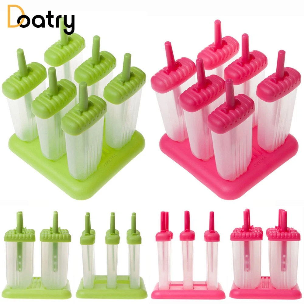 

6Pcs Ice Cream Popsicle Molds Cooking Tools Rectangle Shaped Reusable DIY Frozen Ice Cream Pop Baking Moulds