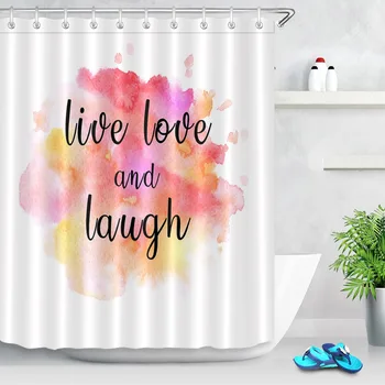 

LB Colorful Graffiti English Slang White Extra Long Waterproof Fabric Shower Curtains Letters Bathroom Curtain For Bathtub Decor