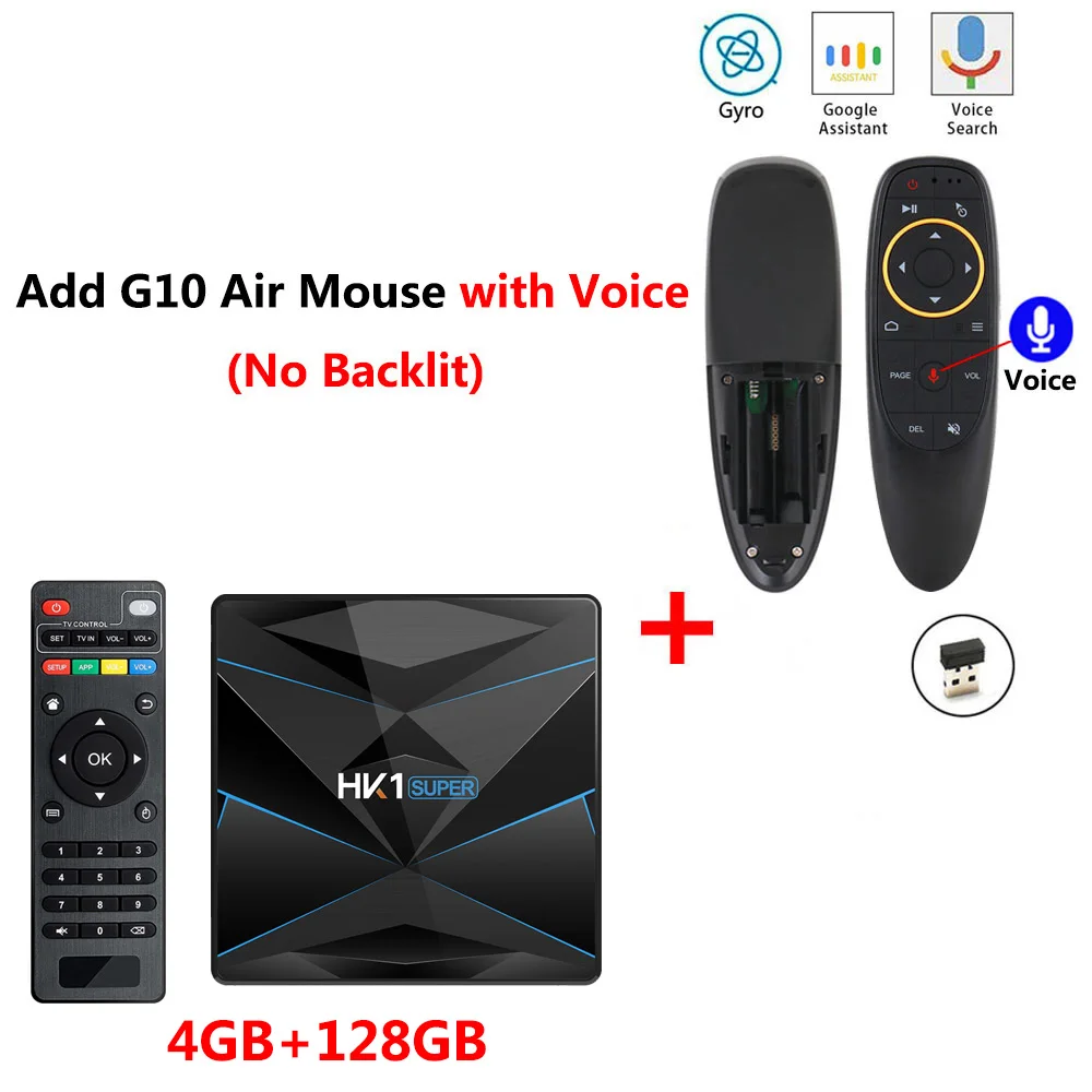 HK1 супер Android 9,0 tv Box 4 ГБ ОЗУ 128 Гб ПЗУ RK3318 медиаплеер 2,4G 5G WiFi Bluetooth 4,0 4 K HD Смарт-приставка vs H96 MAX - Цвет: 4GB 128GB add G10