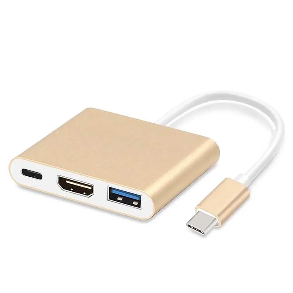 USB C концентратор к HDMI адаптер для Macbook Pro Thunderbolt 3 концентратор USB Type C к USB 3,0 порт HDMI 4K с USB-C питания - Цвет: Gold