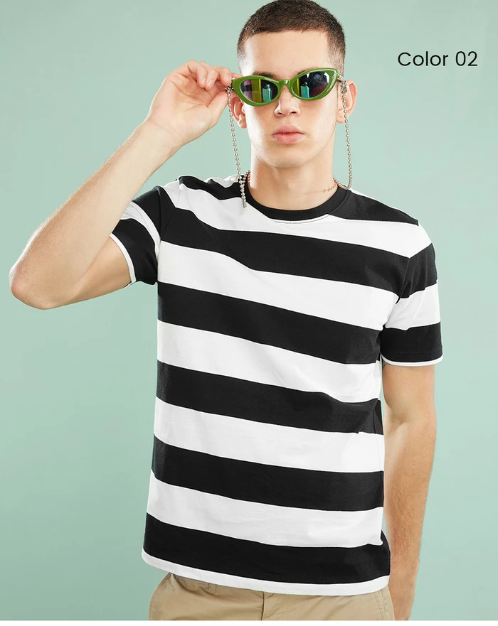 Giordano мужская футболка в полоску с короткими рукавами и круглым воротом, имеется несколько цветовых решений