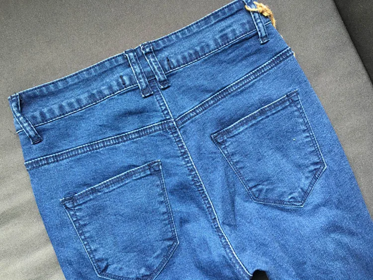 Горячая Распродажа, рваные модные женские джинсы с высокой талией, Темно-Синие Джинсы бойфренда для женщин, Длинные тянущиеся обтягивающие сексуальные джинсы