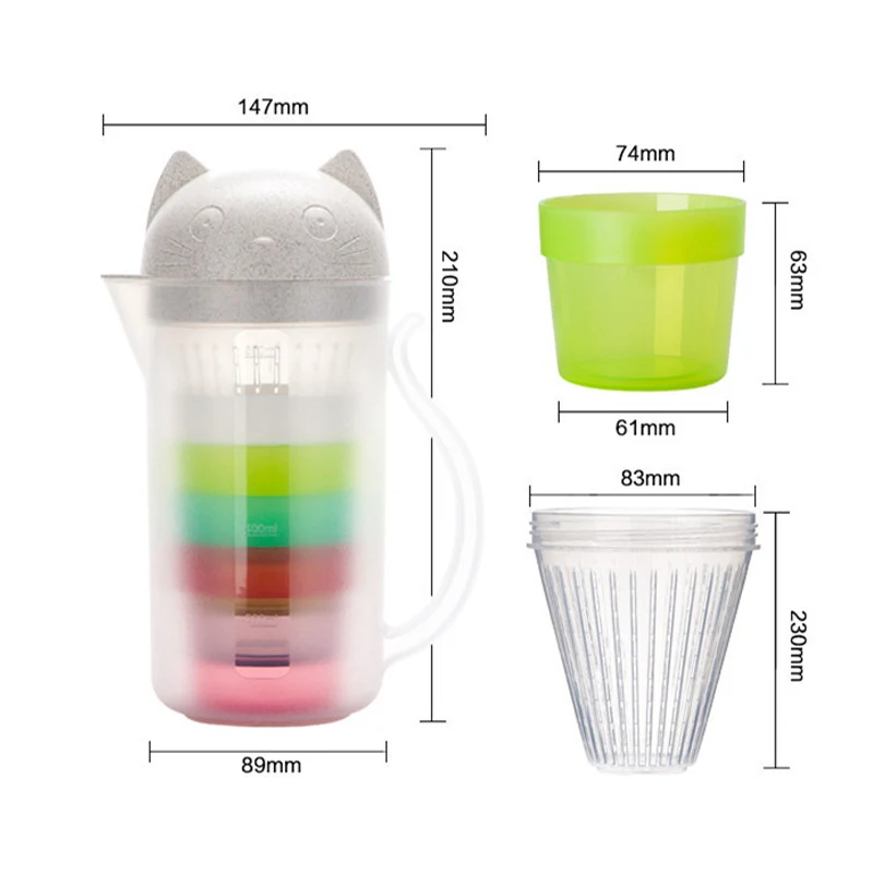 

800ML cat water bottle set tea plastic heat-resistant explosion-proof portable belt filter outdoor travel camping yoga kettle