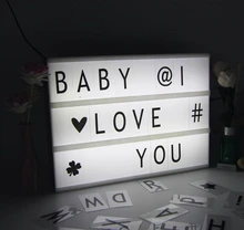 Acrylic LED Cinema Lightbox Night Light Three Line Battery/DC Round Port Energized Mode Letters DIY Art Home Wedding Party Light