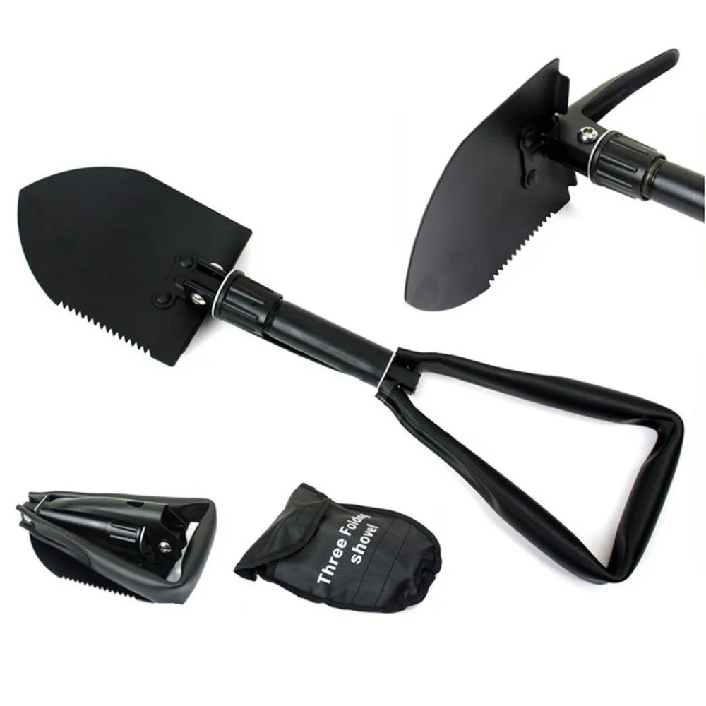

Carbon Steel Army Military Three Folding Spade Shovel Camping Metal Portable Survival Trowel Garden Outdoor Tool High Quality