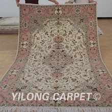 Yilong 6'x9' Восточный шерстяной ковер ручной работы розовый изысканный шерстяной коврики с ворсом(1409