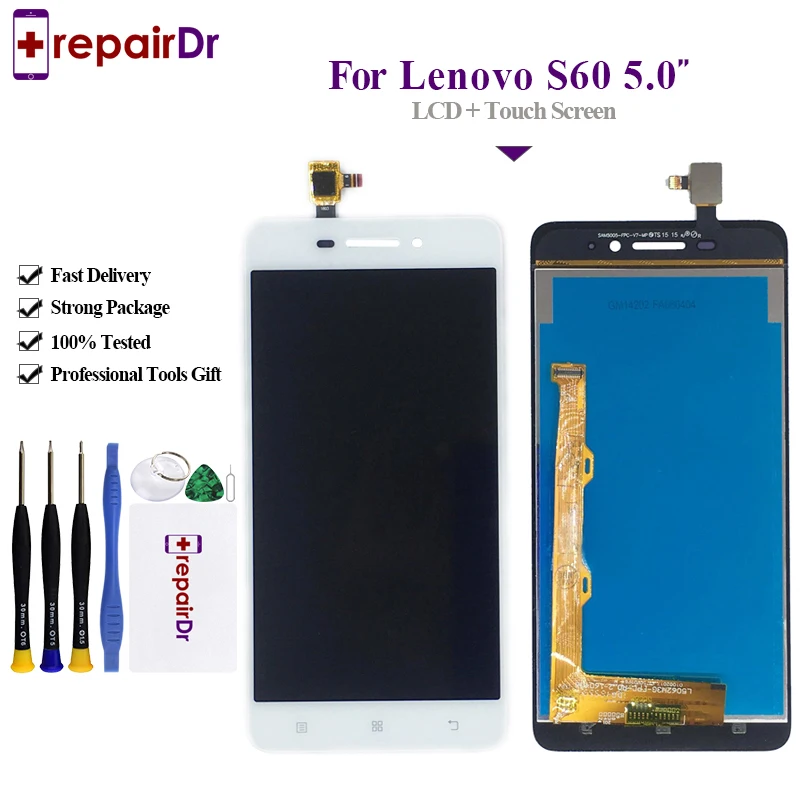 10 шт./лот для Lenovo S60 ЖК экран + сенсорный дигитайзер стекло в сборе замена S60W S60A A