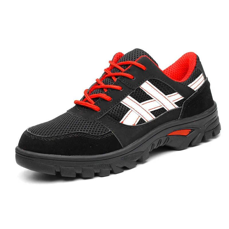 

mens fashion breathable mesh steel toe caps working safety summer shoes large size non-slip puncture proof tooling boots lace-up