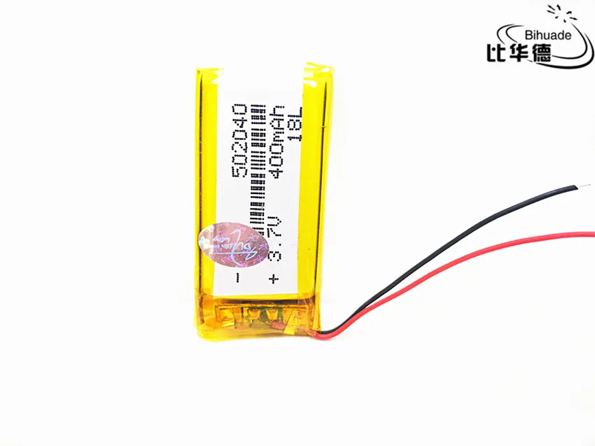 

Rechargeable 3.7 V lithium polymer batteries 502040 400 mah With PCB For MP3 MP4 MP5 GPS E-book Electric Toy LED Light