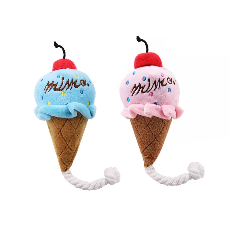 

Lovely Icecream Plush Pets Dog Chew Squeak Toys Pink/Blue Color Soft Puppy Cat Dog Outdoor Play Interactive Toys Pet Gifts