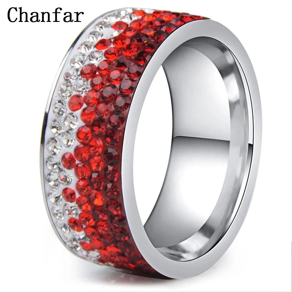 Chanfar Full Crystal Ring 6 7 8 9 10 Sizes Love Wedding Rings Women Romantic Stainless Steel Ring Charm Jewelry wedding rings womens ring finger rings jewelry rings ring jewelry