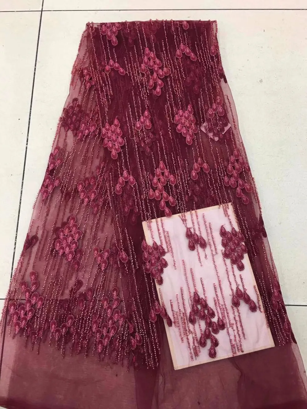 

Nigerian French Tulle Lace Fabric With Beaded African French Net Lace Fabric Embroidered Dubai Guipure Cord Lace Fabrics