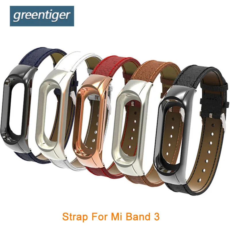 Greentiger Genuine Leather Strap For Xiaomi Band 3 Smart