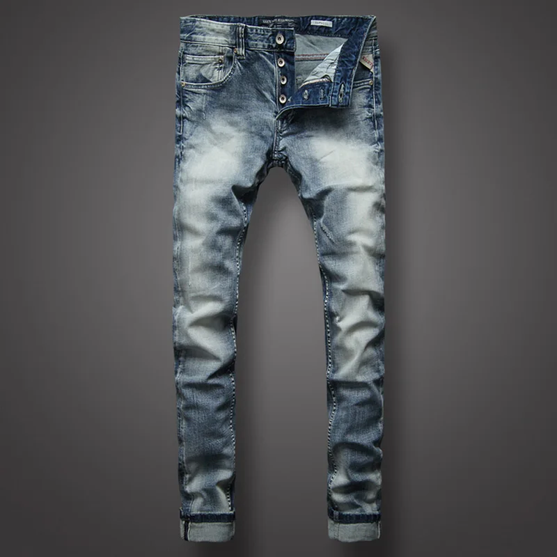 Italian Style Fashion Men s Jeans High Quality Blue Color Slim Fit Classical Jeans Stretch Denim 1