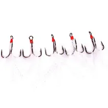 100 шт. тройные рыболовные крючки Размер 2#-8# Высокоуглеродистая сталь сильная рыболовная приманка с тройным крючком крючок с белыми перьями рыболовные крючки