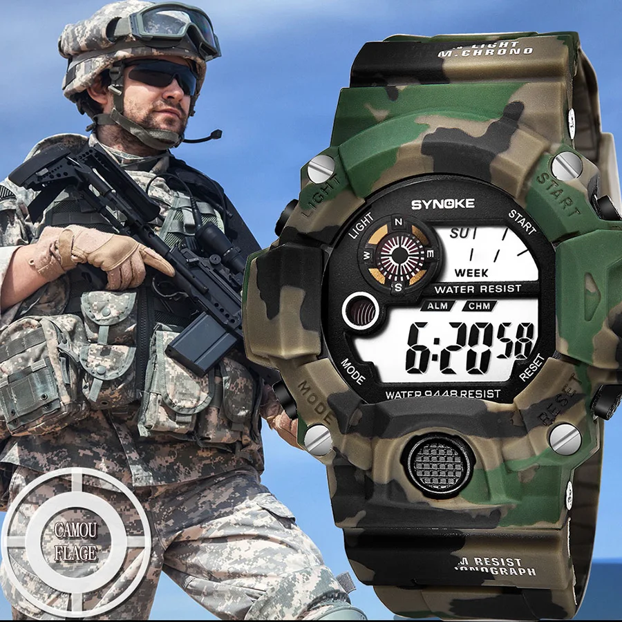 SYNOKE, военные спортивные цифровые часы для мужчин, светодиодный, водонепроницаемые часы, ударные наручные часы для мужчин, s цифровые часы, Топ бренд, роскошные часы