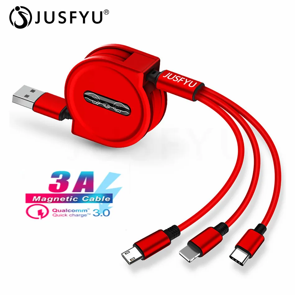 

3 in 1 For iPhone XS X 8 7 6s Charging Charger 3A Micro USB Cable For Android USB TypeC Mobile Phone Cables on conque for Xiaomi