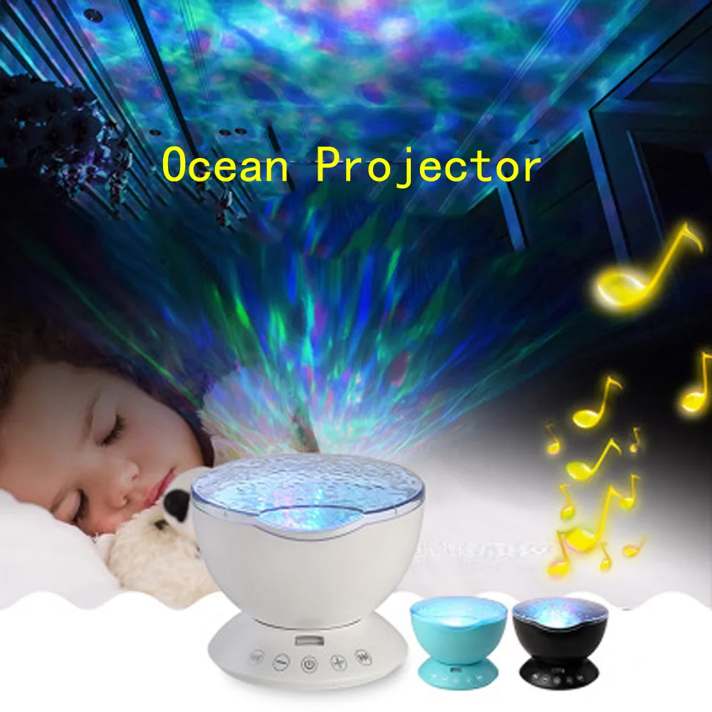 

Night Light Star Sky Ocean Wave Music Player Projector Baby Kids Sleep Romantic Led Starry Star Master USB Aurora Lamp